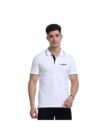 Greys&Blues EcoBlend Polo Tshirt- White with Black Tipping